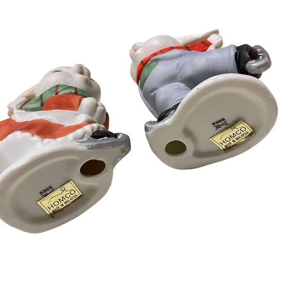 Vintage Homco Figurines Bunny Rabbit Boy Girl Ice Skating Winter Christmas 5305 - Picture 5 of 5